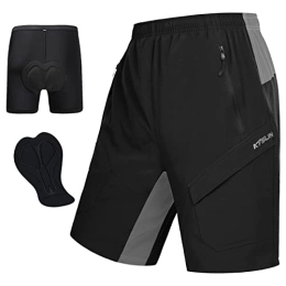 KPSUN Clothing Men's Mountain Bike Shorts 3D Padded Lightweight Bicycle Cycling MTB Bike Shorts-Baggy & Comfy(Black M)