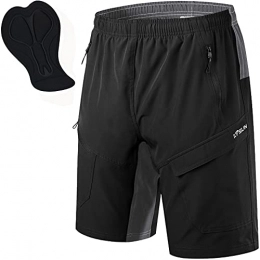 KPSUN Clothing Men's Mountain Bike Shorts 3D Padded Lightweight Bicycle Cycling MTB Bike Shorts-Baggy & Comfy(Black XL)
