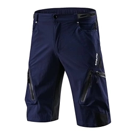  Mountain Bike Short MTB Shorts Men's Cycling Shorts with Zipper Pockets Breathable Quick Dry Mountain Bike Baggy Shorts for Outdoor Running Gym Training no Padded (Color : Dark blue, Size : F(XxXL))