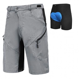 Priessei Clothing PRIESSEI Mens Mountain Bike Biking Shorts Lightweight MTB Cycling Shorts with Zip Pockets (Grey 2, Large)