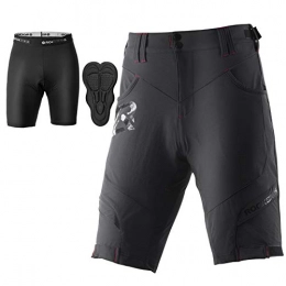 ROCK BROS Men's Mountain Bike Shorts Padded Baggy MTB Cycling Shorts Loose Fit - black - Large