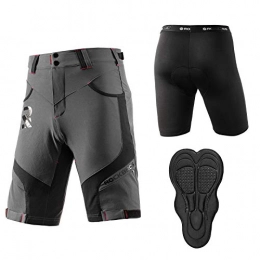 RockBros Clothing ROCKBROS Men’s Cycling Short 4D Padded Mountain Bike Undershorts Cycling Breathable Underwear Anti-Slip Quick-Drying Double-Layer Short Pants for Outdoor Cycling Running Bicycle Training Grey