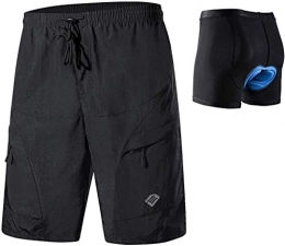 Santic Clothing Santic Men's Loose-fit Mountain Bike Shorts Coolmax Lightweight Cycling MTB Shorts - Black - Large