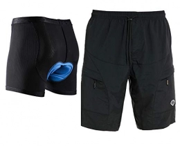 Santic Clothing Santic Men's Loose-fit Mountain Bike Shorts Coolmax Lightweight Padded Cycling MTB Shorts Black S
