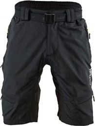 SILVINI Mountain Bike Short Silvini Men's Rango MTB Shorts in Black / Lime with Belt - Rear Ventilation Elastic Panels and 2 Pockets - XL