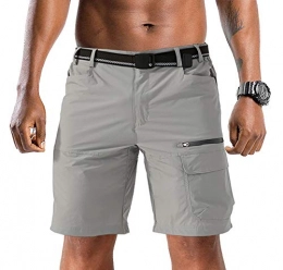 TACVASEN Clothing TACVASEN Casual Shorts Men Summer Zip Pocket Cargo Shorts Quick Dry Gym Running Jogging Shorts, 32, Light Grey
