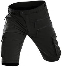 Vzteek Clothing Vzteek Baggy Cycling Shorts Mountain Bike MTB Shorts with 5 Zipper Pockets (Black, L)