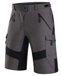 Wespornow Clothing Wespornow Men's Mountain Bike Biking Shorts, Water Repellent MTB Shorts, Loose Fit Cycling Baggy Pants with Zip Pockets (Grey, XL 34-36")
