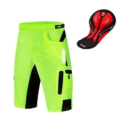 WOSAWE Mountain Bike Short WOSAWE Mens Cycling Shorts Loose-Fit Breathable Mountain Bike 2 in 1 Shorts with 3D Gel Padded for Racing Running Gym Training (Green XL)