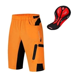 WOSAWE Clothing WOSAWE Mens Cycling Shorts Loose-Fit Breathable Mountain Bike 2 in 1 Shorts with 3D Gel Padded for Racing Running Gym Training (Orange L)
