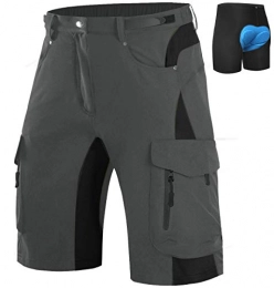 XKTTAC Clothing XKTTAC Men's-Mountain-Bike-Shorts MTB-Shorts Cycling Shorts with Padded 6 Pockets for Bike, Bicycle (Dark Grey with Pad, L)