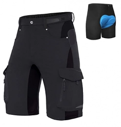 XKTTAC Clothing XKTTAC Men's-Mountain-Bike-Shorts MTB Shorts with 6 Pockets (Black with Pad, Large)