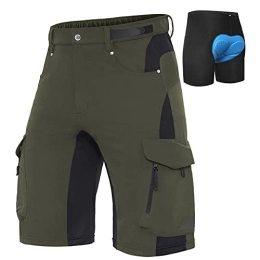 XKTTAC Mountain Bike Short XKTTAC Men's-Mountain-Bike-Shorts MTB Shorts with 6 Pockets (Green with Pad, 3X-Large)