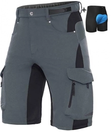 XKTTAC Clothing XKTTAC Men's-Mountain-Bike-Shorts MTB Shorts with 6 Pockets (Grey with Pad, M)