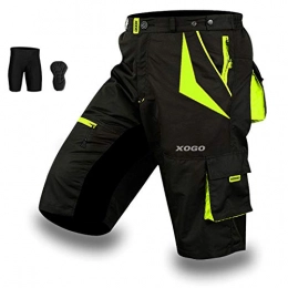 XOGO Clothing XOGO MTB Cycling Shorts for Men Coolmax Technology Padded Mens Cycling Shorts Ergonomic Design Sports Shorts with Detachable Inner Lining Large