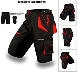 XOGO Clothing XOGO MTB Cycling Shorts for Men Coolmax Technology Padded Mens Cycling Shorts Ergonomic Design Sports Shorts with Detachable Inner Lining (XX - Large)