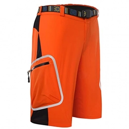 ZXJ Mountain Bike Short ZXJ Mens Cycling Shorts MTB Mountain Breathable Lightweight And Baggy Shorts With Belt Quick Dry And Breathable (Color : Orange, Size : XXXXL)