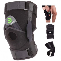 DISUPPO Hinged Knee Brace Support Women Men, Adjustable Open Patella Stabilizer for Sports Trauma, Sprains, Arthritis, ACL, Meniscus Tears, Ligament Injuries (Black, 2XL)