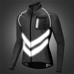 Lgwj Protective Clothing Men's Mountain Road Cycling Fishing Skin Windbreaker, Reflective Waterproof Long Sleeve Top, Black-XXL