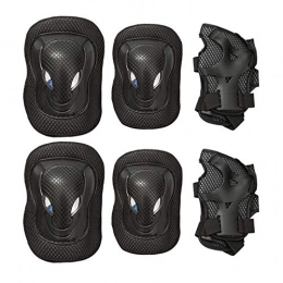 MxZas Protective Clothing MxZas Knee Pads Durable 6PCS / set Outdoor Cycling Protective Gear Sports Kneepad Elbow Knee Wrist Safety Gear (Color : Black, Size : One size)
