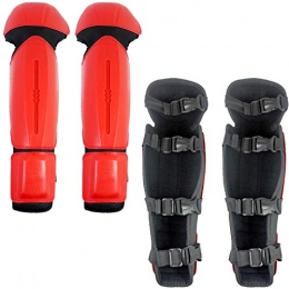 Spares2go Clothing SPARES2GO Mountain Biking BMX Cycling Knee & Shin Guards (Red, One Size, 2 Pairs)
