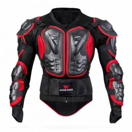 WOSAWE BMX Body Armor Mountain Bike Body Protection Long Sleeve Armored Motorcycle Jacket, Red Large