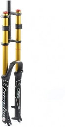 SJHFG Ersatzteiles Fahrrad Gabel MTB Fahrrad-Federgabel 26 27, 5 29 Zoll, doppelte Shoulne Rair. System einstellbar Dämpfungslegierung Stoßdämpfer Vordere Gabel Fahrrad Federgabel (Color : 27 Inch, Size : Black-Gold)