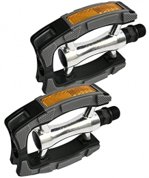 AERZETIX - C47221 - Paar rutschfeste Pedale für fahrräder mit Reflektoren - aus Metall - 115mm /80mm /23mm - schwarz, grau und Silber