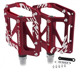e-overament Ersatzteiles BMX Fahrrad Pedale Flat MTB, ultraleicht und rutschfest Aluminium - Mountainbike, Rennrad und Faltrad - Extra Tool für Pedale - Fahrradpedale zertifiziert, rot