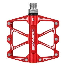 BONMIXC Ersatzteiles BONMIXC Fahrradpedale 9 / 16 Abgedichtetes Lager, Starke Struktur, Ultradünne Plattform, Mountainbike-Pedale Aus Legierung (Rot)