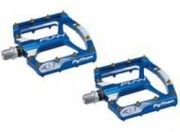 Funn Python Flat Mountainbike Pedal Set - breite Plattform BMX Fahrrad Pedale 9/16 Zoll CrMo Achse, blau