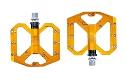KLYSO Ersatzteiles KLYSO Flache Füße Ultra Light Mountain Bike Pedal MTB CNC Aluminiumlegierung versiegelte 3 Lageranteile Antiskid Bike Pedal Teile (Color : Golden)