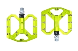 KLYSO Ersatzteiles KLYSO Flache Füße Ultra Light Mountain Bike Pedal MTB CNC Aluminiumlegierung versiegelte 3 Lageranteile Antiskid Bike Pedal Teile (Color : Green)