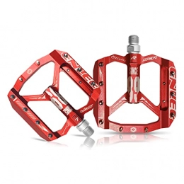 SUFUL Ersatzteiles Mountainbike-Pedal, T6-Profil aus Aluminiumlegierung, 12 mm DU-Lager aus Chrom-Molybdän-Stahl, abgedichtet, Stollen zum Greifen, verschleißfest und korrosionsbeständig (Red)