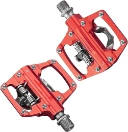 NOOLAR Ersatzteiles Mountainbike-Pedale, MTB-Fahrrad-Klickpedale, selbstsichernde CNC-Aluminiumlegierung, DU-Lager, SPD-Doppelt-Flachplattform-Mountainbike-Pedal (Color : Rosso)