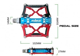 nurufsxin Ersatzteiles Mountainbike-Pedale universal Aluminiumlegierung Lagerpedal breit bequemes Fahrrad 3 Palin rutschfeste Pedal rot + blau