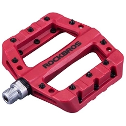 RockBros Ersatzteiles ROCKBROS Fahrradpedale Nylon Composite Flatpedale 9 / 16 Mountain Bike Pedale 3 Bearing rutschfest Wasserdicht Anti-Staub (Stil 1 - Rot)