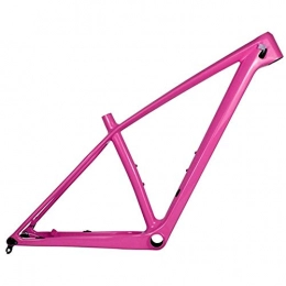HNXCBH Mountainbike-Rahmen HNXCBH Fahrradrahmen Carbon-Mountainbike-Rahmen 148 * 12mm Carbon-MTB Fahrradrahmen 31.6mm Sattelstütze 15 / 17 / 19" (Color : Pink Color, Size : 17inch Glossy)