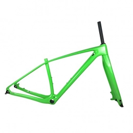 PPLAS Mountainbike-Rahmen PPLAS Vollkohlenstoff-MTB-Rahmen- und Gabel-Mountainbike-Kohlenstoffrahmen mit 15 * 100mm Thru Achse Forks Headset (Color : Green, Size : 29er 15inch Glossy)