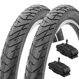 ECOVELO Ersatzteiles 2 Reifen 26 x 2, 125 + Kammern mit amerikanischem Ventil | Straßenreifen Reifen für MTB Elektrofahrrad / Batterie
