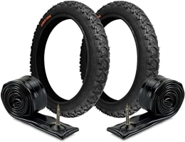 ECOVELO Mountainbike-Reifen 2 Reifen Deestone 14 x 1.75 (47-254) + 2 Kammern | Schwarze Reifen für Mountainbike Fahrrad Kinder