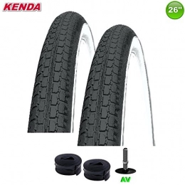 2 x Kenda Mountainbike-Reifen 2 x Kenda K-127 Fahrraddecke Reifen schwarz / weiß - 47-559 - (26 x 1.75) mit AV Schläuche