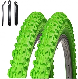 maxxi4you Mountainbike-Reifen 2 x Roverstone 26" Fahrradreifen Fahrradmantel grün 57-559 (26x2, 125) inkl. Reifenheber
