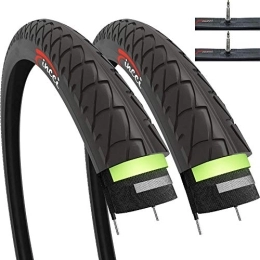 Fincci Mountainbike-Reifen Fincci Set Paar 26 x 1, 95 Zoll 50-559 Slick Reifen mit Sclaverandventil Schläuche und 3 mm Pannenschutz für Cityräder Rennräder Mountain MTB Hybrid Fahrrad (2er Pack)