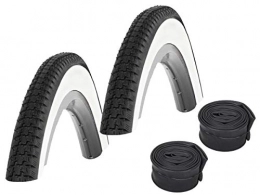 Kenda Ersatzteiles KENDA Set: 2 x K141 schwarz-Weiss Fahrrad Reifen 40-635 (Sondergröße) + Conti Schläuche Dunlopventil