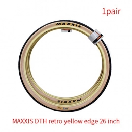 LOO LA Ersatzteiles LOO LA Pair of Slick Road Mountain Hybrid Bike Bicycle Tyres 26 * 2.3 Suitable for MAXXIS DTH Retro Yellow Edge 26 inch 26 * 2.3