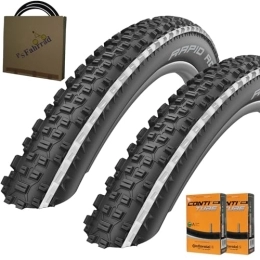 generisch Mountainbike-Reifen Schwalbe MTB Reifen Rapid Rob HS425 27, 5x2.25 | 57-584 schwarz weiß mit AV Schlauch [ 2 STÜCK