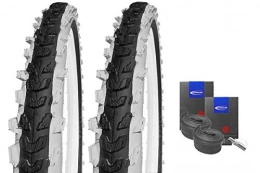 Reifenset Mountainbike-Reifen Set: 2 x Kenda Fahrrad MTB Reifen K829 schwarz-weiß 26x1.95 / 50-559 + Schwalbe SCHLÄUCHE Dunlopventil