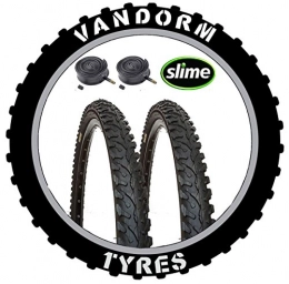 Vandorm Mountainbike-Reifen Vandorm Hard Track 26 Zoll x 1, 95 Zoll Noppenreifen (Paar) und Presta Schläuche – P1084 x 2