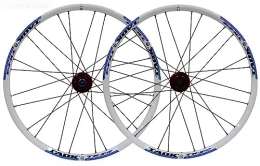 OMDHATU Mountainbike-Räder 24-Zoll-Mountainbike-Laufradsatz Hochwertige doppellagige Aluminiumfelge Schnellspanner Laufradsatz Kassette Kugellager-Naben 6-Schrauben-Scheibenbremsen für 8-10 Gänge (Color : White+Blue)